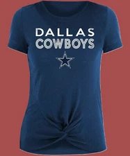 Dallas Cowboys Women's New Era Glitter Knot Navy Tee - New