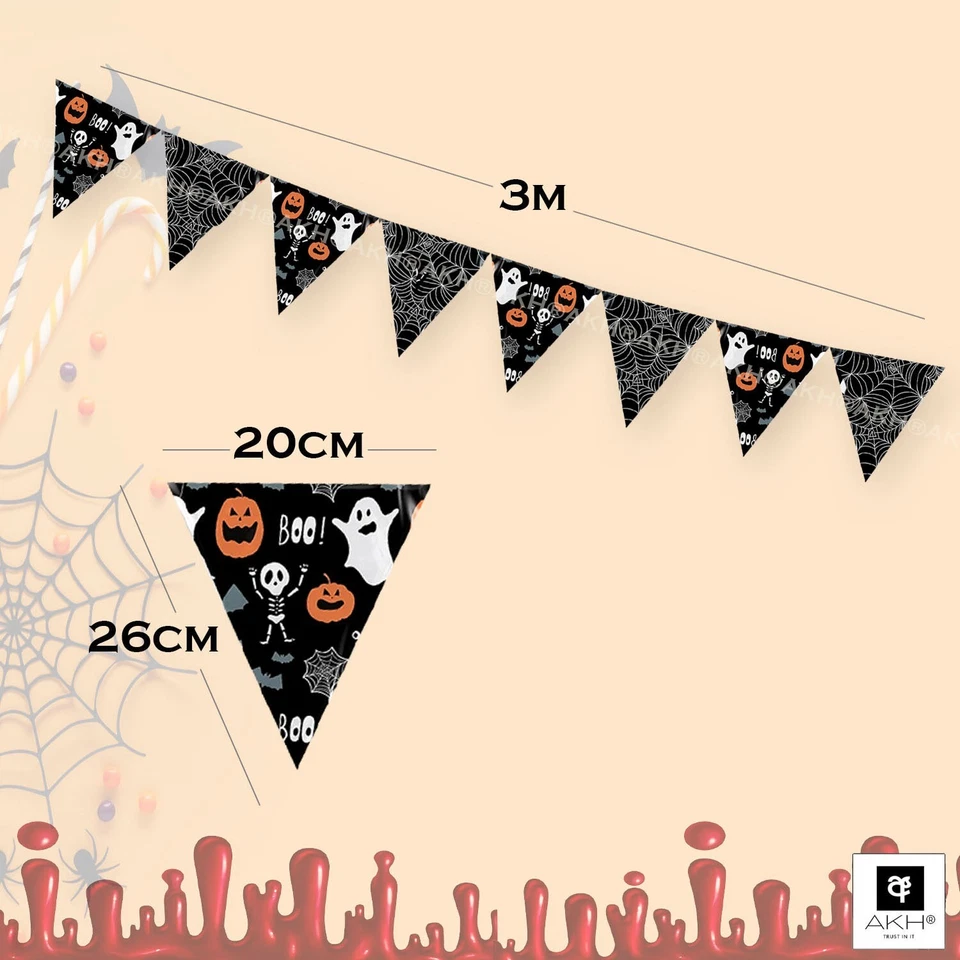 3m Feliz Halloween Truco Bandera Boltellos Fiesta Guirnaldas Colgante Decoración Reino Unido Foto 2 de 4