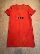 Women's Zara Short Sleeve Embroidered Halloween "Boo!" Theme Dress Sz Medium