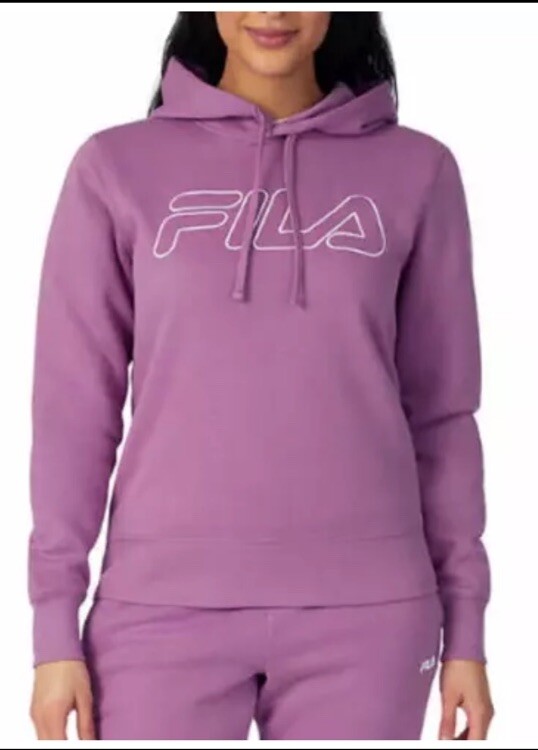 Felpa donna FILA peso medio pullover pile logo cappuccio taglia small NUOVA