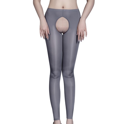 Mujeres Leggings Brillantes al Aceite Brillantes Pantalones Sin Entrepierna Pantalones Huecos Prendas para Club nocturno - Imagen 32 de 73