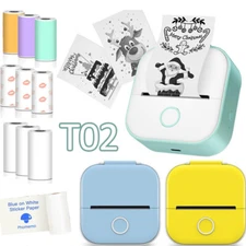 Mini Printer T02 Portable Photo Pocket Printer Sticker Study Printer DIY Machine