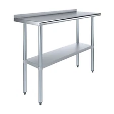 18 in. x 48 in. Stainless Steel Work Table with 1.5 in. Backsplash