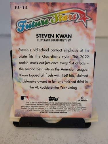 2023 Topps Chrome STEVEN KWAN Future Stars Refractor #FS-14 Cleveland Guardians - Picture 2 of 2