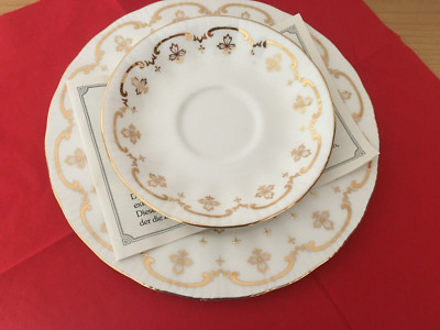 Royal Osborne Bone China 1 Kuchenteller 1 Unterteller Teller Goldrand ohne Tasse