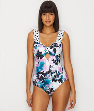 ModCloth WHITE FLORAL Nikky One-Piece Swimsuit, US Medium, NWOT