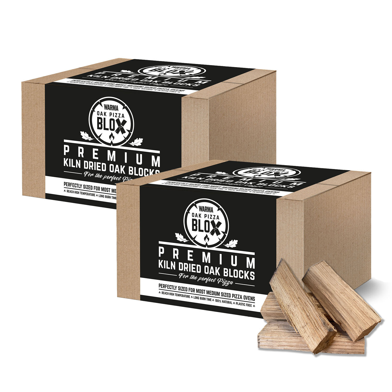 2 x Warma Oak Wood Pizza Blox Kiln Dried Hardwood Portable Pizza Ovens