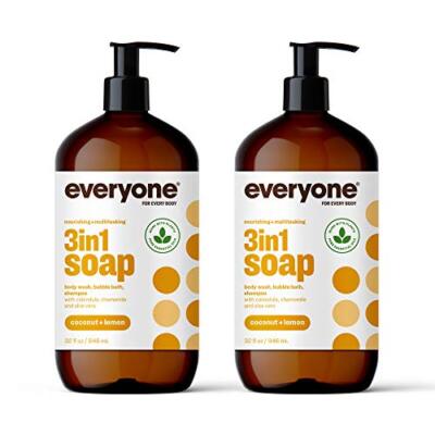 Everyone 3-in-1 Soap, Body Wash, Bubble Bath, Shampoo, 32 Fl Oz (Pack of 2), 