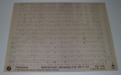 Ersatzteilkatalog auf Microfich BMW 530i M 60 - 540 i touring E 34 / E34 07/1993
