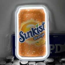 Sunkist Orange Soda Cans Neon Sign For Gift Shop Bar Poster Wall Decor 12"x7" H4
