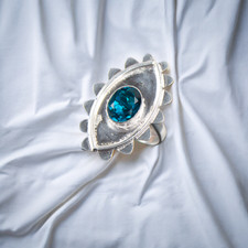 Blue Apatite Gemstone 925 Sterling Silver Handmade Jewelry Ring Gift For Father