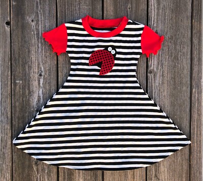 Ladybug Stripe Little Girl Twirl Dress