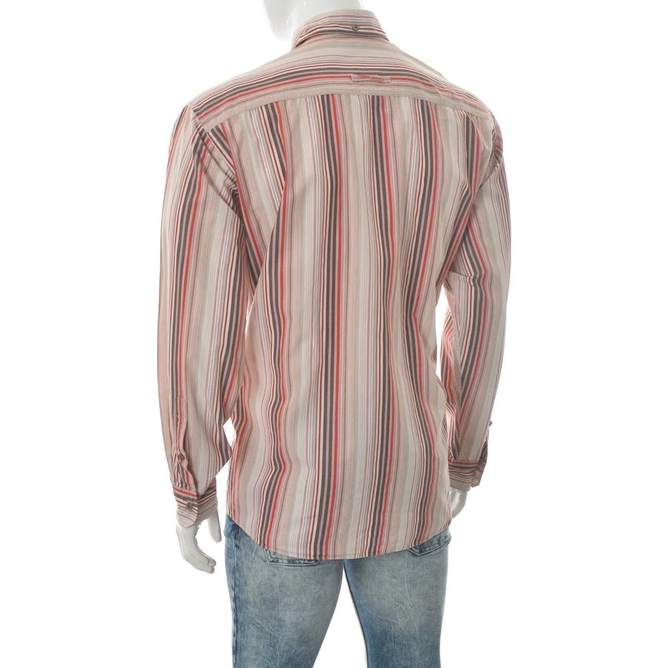 Camel Active Men's One-Pocket Button Down Shirt Long Sleeve Vertical Stripes - Image 2 of 4