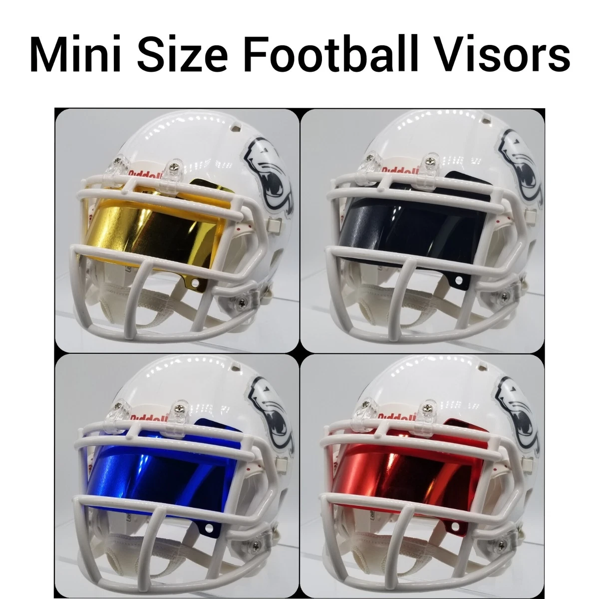 Chrome Mirror Mini Football Helmet Visors (*Flat Style*) FLEXIBLE &  DURABLE