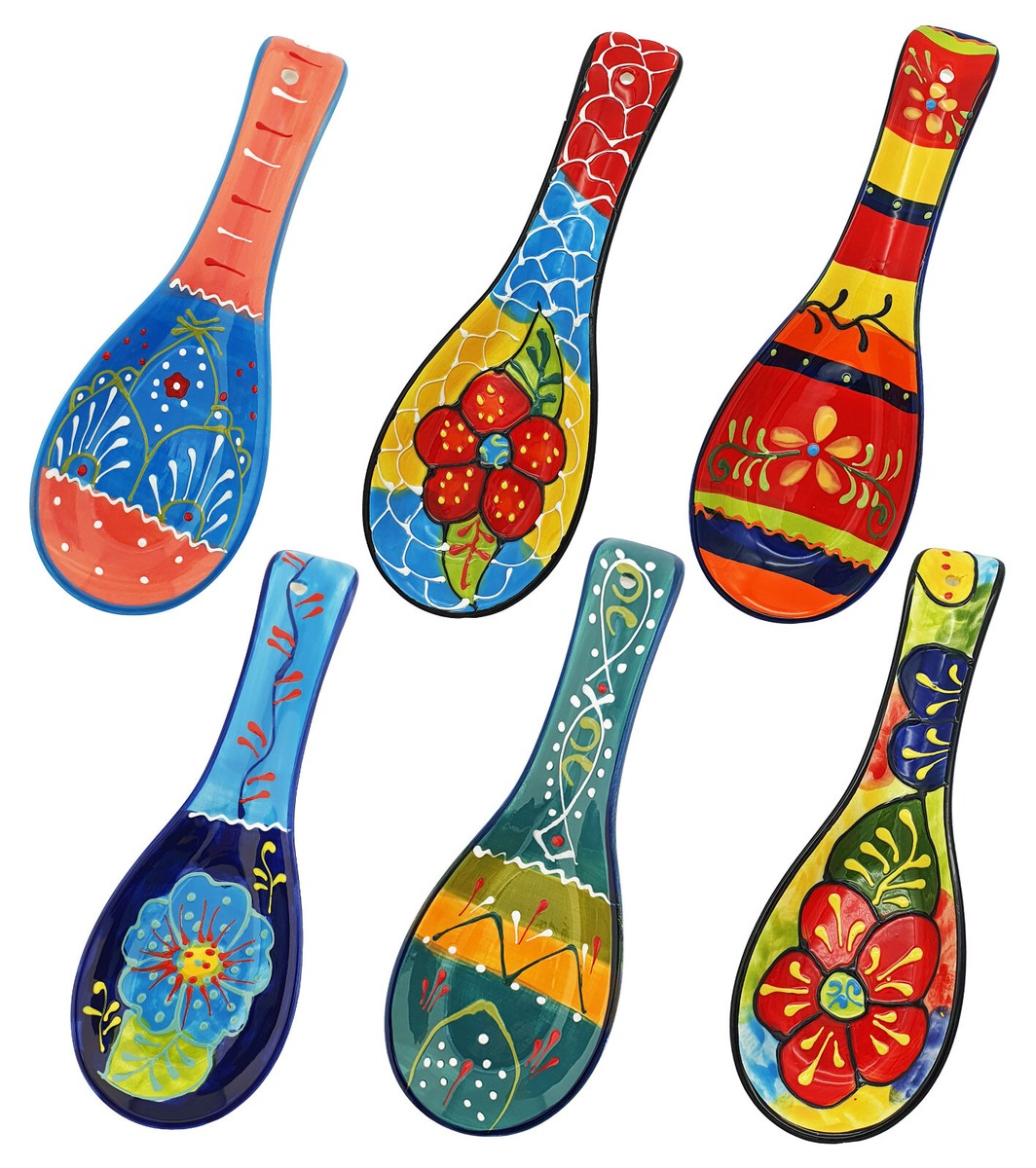 Keramik-Löffelhalter Für Herdplatte – 4 Stück Set, Vintage Design, Rutschfeste Unterseite, Spülmaschinenfest