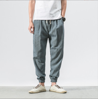 Harem Pants Jishinman Pants Men Linen Drop Crotch Wide Leg Baggy Pants