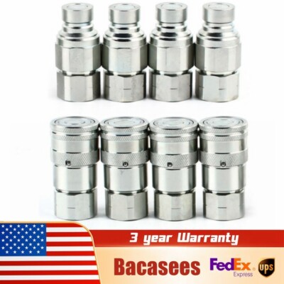 4 SET Skid Steer Bobcat Flat Face New Hydraulic Quick Connect Couplers 45.5L/MIN