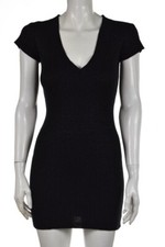 Hazel Womens Dress Size S Black Bronze Metallic Sweater Short Cap Sleeve Cotton