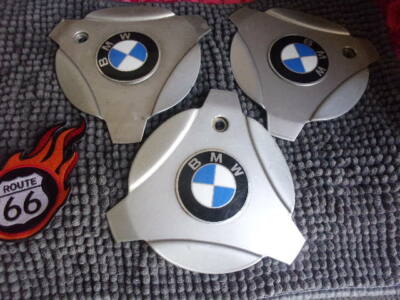 Set of 3 Tri-Bar BMW ACT RONAL unknown Wheel Center Caps Hubs 6'' x  8'' out Spoke