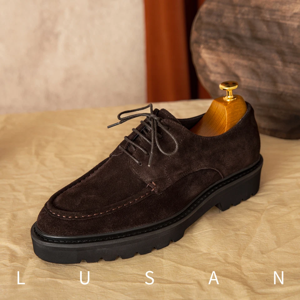 Japanese Mens Workwear Shoes Suede Casual Leather Outdoor Oxfords Lace Up Shoes - Image 4 of 4