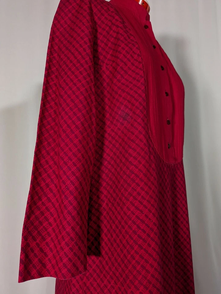 Marimekko Vintage Años 60 Op Art Vibrante Esmoquin Magenta Babero Caftán Túnica Vestido Mod Foto 2 de 4