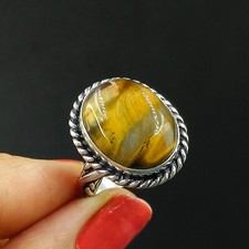 925 Silver Silver Tiger Eye Oval Proposal Ring Gemstone Jewelry for Women