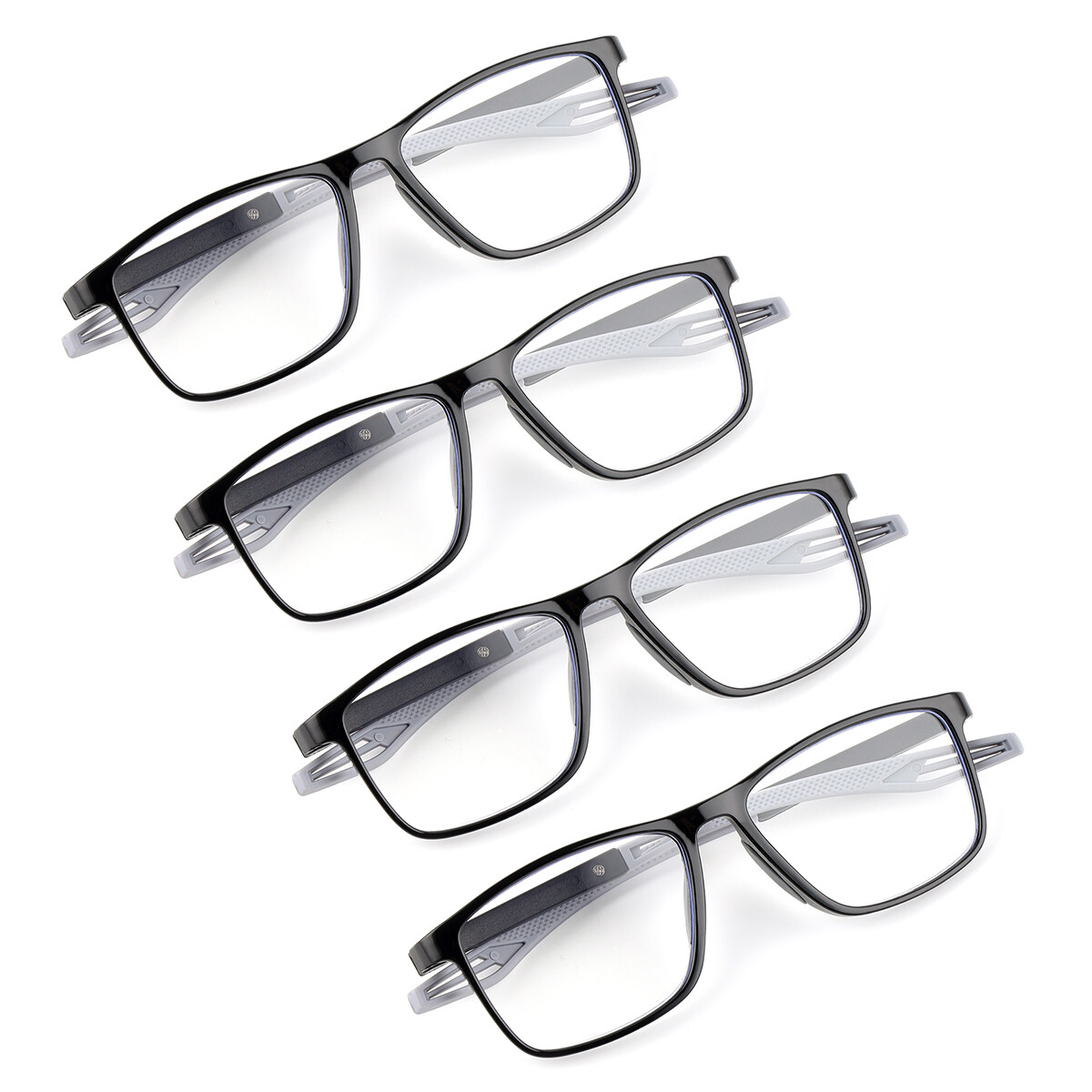 4X Men Women TR90 Black Frame Reading Glasses Sports Square Glasses for