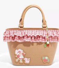 Strawberry Shortcake Gingham Basket Crossbody Bag Satchel Handbag Picnic NEW
