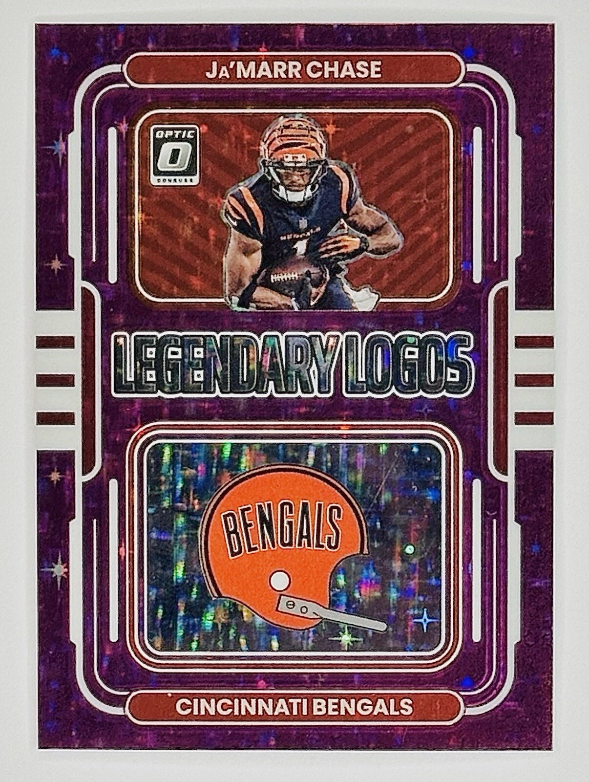 2022 Donruss Optic JA'MARR CHASE Legendary Logos #LL-7 Purple Stars /25 Prizm 🔥