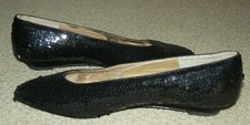 Pre-Owned Size 9B Ann Marino Cindy Black Sequin Covered Dress/Cocktail Shoes B