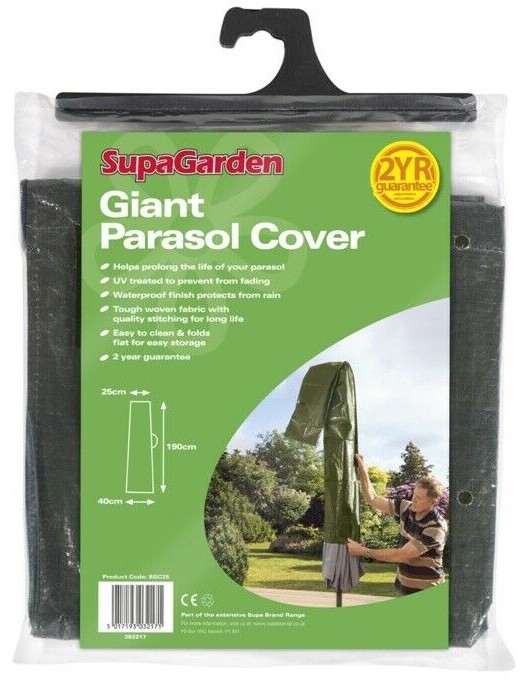 SupaGarden Patio Parasol Umbrella Cover Waterproof - Green - 190cm x 40cm x 25cm