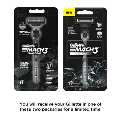 Gillette Mach3 Charcoal Razor for Men with New Enhanced Lubrastrip