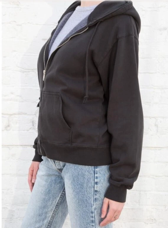 Brandy Melville Carla Hoodie Sweatshirt Black Small Medium MDA110Z