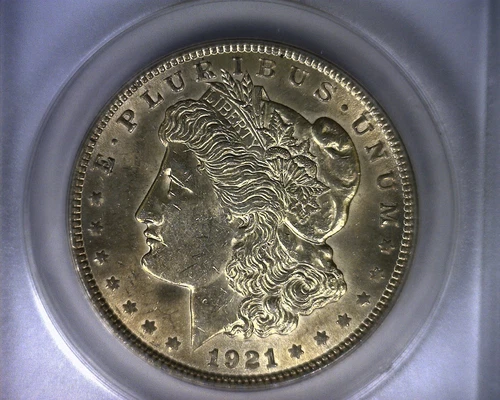 MS62 ANACS 1921 TOP 100 VAM 13 INFREQUENTLY REEDED MORGAN SILVER DOLLAR COIN