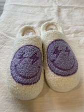 Women  s Fluffy Smiley Face Slippers Soft Cozy Plush Indoor House Shoes Cute Warm