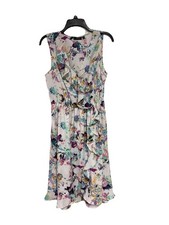 Apt. 9 Ruffle Faux Wrap Sleeveless Floral Dress White Blue Purple Yellow Large