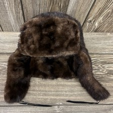 De colección URSS Soviet Visón Piel Ushanka Clima Frío Oreja Solapa Trampero Sombrero Gorra Marrón