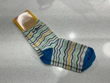 SOCK CLUB brilliant Cotton Blend Socks One Size USA Made striped new