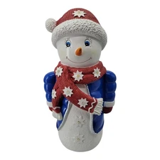 12" LED Resin Snowman Figure w/ Timer Lighted  Christmas Holiday Decoration 2021