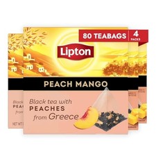 Lipton Black Tea Peach Mango, Pyramid Bags, Flavored Teabags 80 Bags