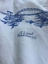 Antique N.E Coast Exhibition 1929 Vintage Linen Boating memorabilia tablecloth