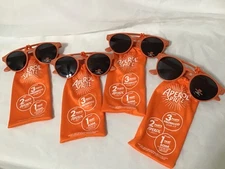 Aperol Spritz promotional orange color sunglasses with dust bags, lot of 4, NEW