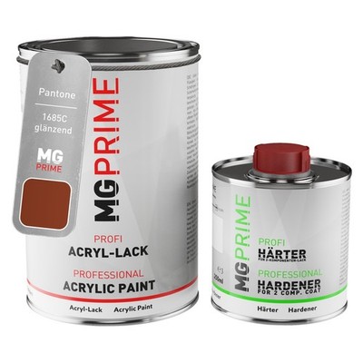 Pantone 1685C Orange glänzend Acryl Lack 1,5 Liter 1500 ml Dose inkl. Härter