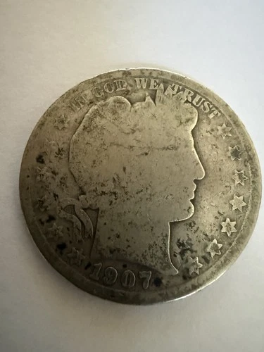 1907 Silver Barber Half Dollar Mint Mark S. Circulated Good/Fair Condition Nice