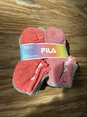 FILA Girls Socks Shoe Size 7-10 Pack of 10 with NWT Multi Color