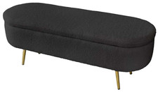 PANCA CONTENITORE TESSUTO Cassapanca POUF BAULE PIEDI METALLO ORO 122*41*h47 cm