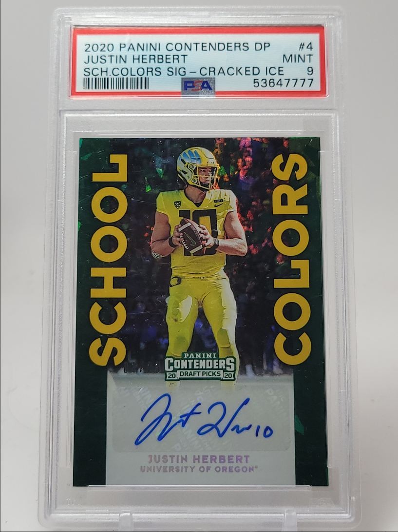 Justin Herbert Panini Contenders Draft Picks School Colors Signatures #4 Cracked Ice