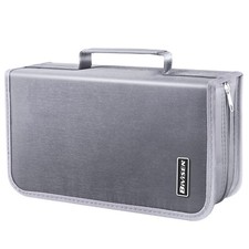 Bivisen CD/DVD Case Holder, 128 Capacity CD 11.4 x 6.4 x 3.5 inches, Silver