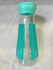 Vintage RARE Carnation Milk Promo Carafe Turquoise Striped Aqua Pitcher 50s 60s