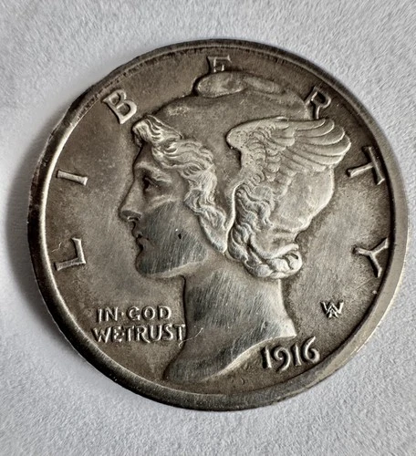 1916 . Mercury Dime, Very Fine Silver, FB
